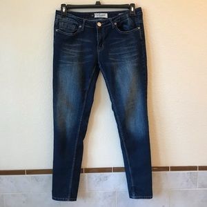 Vigold Skinny Jeans Women Size 7 Waist 29 Denim Blue Dark Wash Distressed Fading